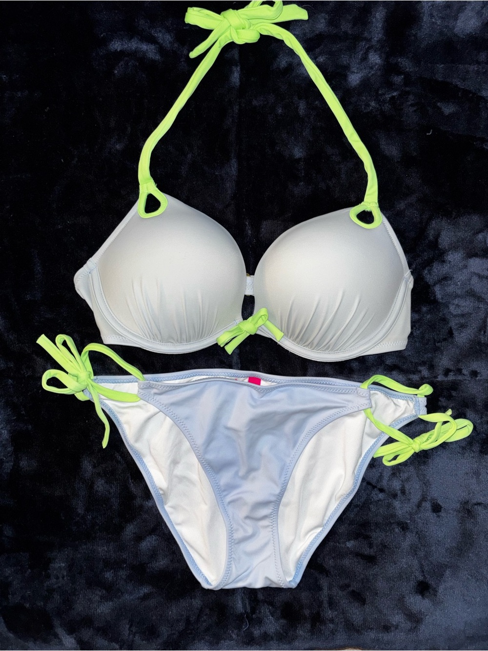 Victoria's Secret Bikini Set White & Green Medium
